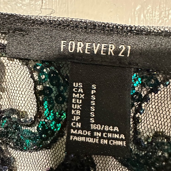Forever 21 Sequin Mesh Top - Size S - Picture 4 of 4